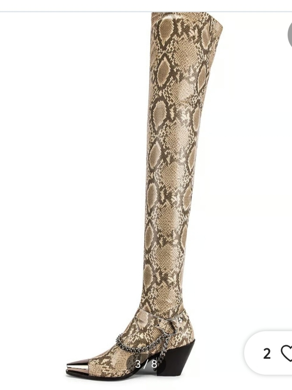 Over-the-Knee Snake Print Boots - Taupe